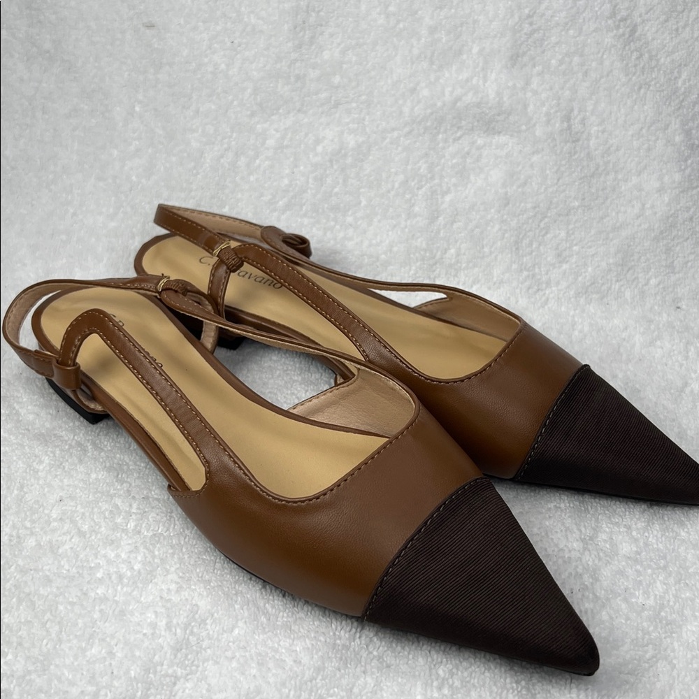 Brown and dark brown Women's Slingback Shoes - Picture 4 of 7